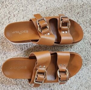 J/Slides Baha tan leather sandals size 10